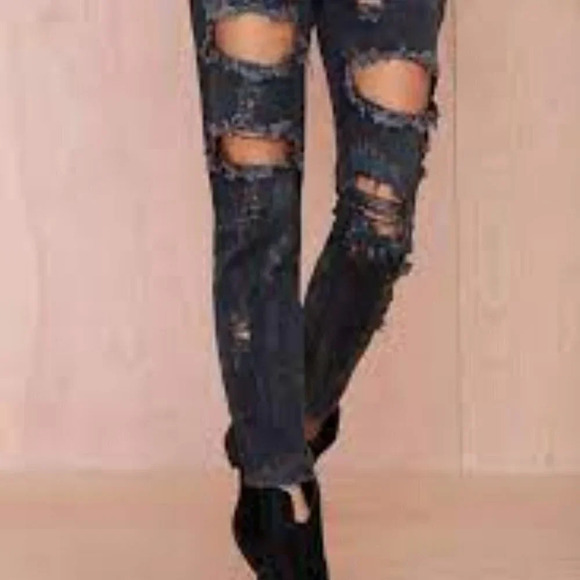 One Teaspoon Trashed Free Birds in Vintage Black with Ankle Zips - Size 2 (US) - Picture 2 of 11